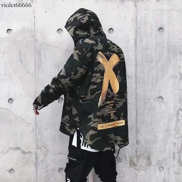 Jaqueta camuflada masculina x casaco hip hop camuflada jaquetas de domingo tamanho americano S-XL