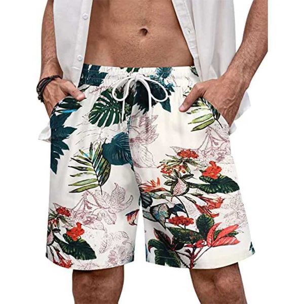 Herren-Shorts, Hawaiianisches Strandresort, Herren-Shorts, lässige Shorts, 3D-gedruckte, florale, elastische Bandage, Boardshorts, Badeanzug und Badeanzug J240328