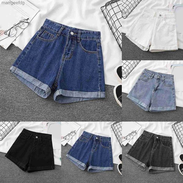 Damen-Shorts, mittlere Taille, Denim, Hüfte, aufgerollt, Jeans, kurz, heiß, Sommer, lässig, täglich, zierlich, für Vintage-Streetwear 240329