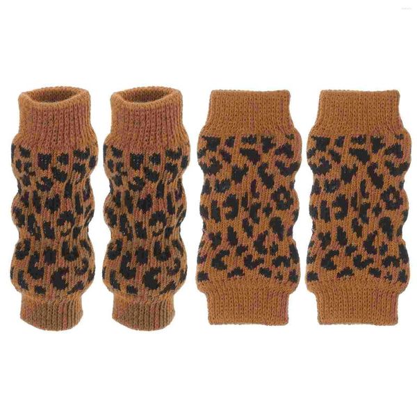 Vestuário para cães 4 Pcs Meias para animais de estimação Meias Stuffers' Meias Perna de cachorro protegem estampa de leopardo