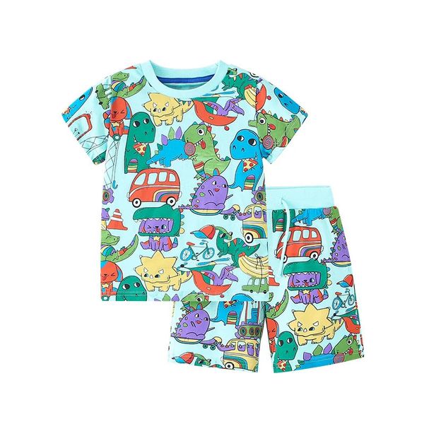 Springen Meter Cartoon Tiere Prin Kinder Outfits Für Sommer Mode Mädchen Kleidung Sets Ärmel Niedlich 2 Stück Baby Anzüge 240323