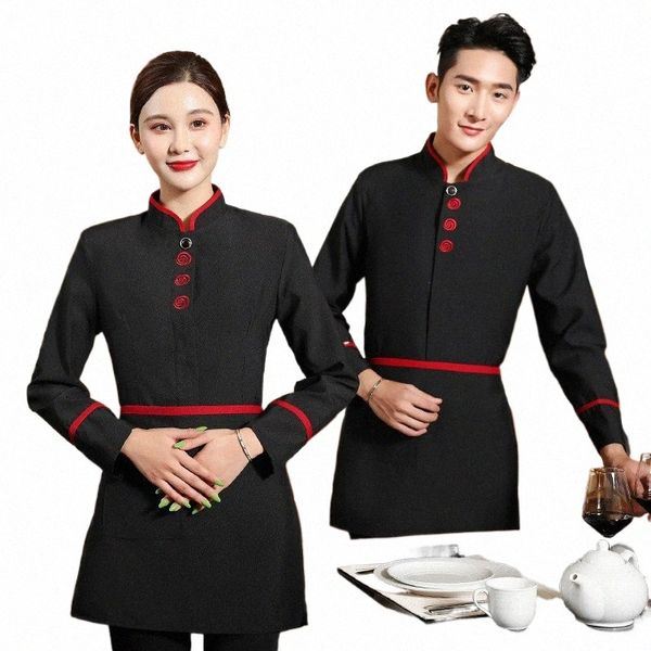 Teehaus Restaurant Arbeitskleidung Café Hot Pot Fast Food Kellner Overalls Lg Ärmel Kellner Uniformen Küche Werkzeuge Jacke Z81g #