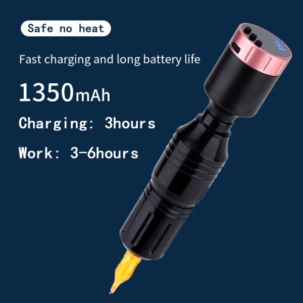 Makine Kablosuz Dövme Pil Mini Güç Kaynağı LED Ekran Dövme Hine Kalem İçin 1350mAh Hızlı Şarj RCA/DC Jack Dövme Aksesuarları