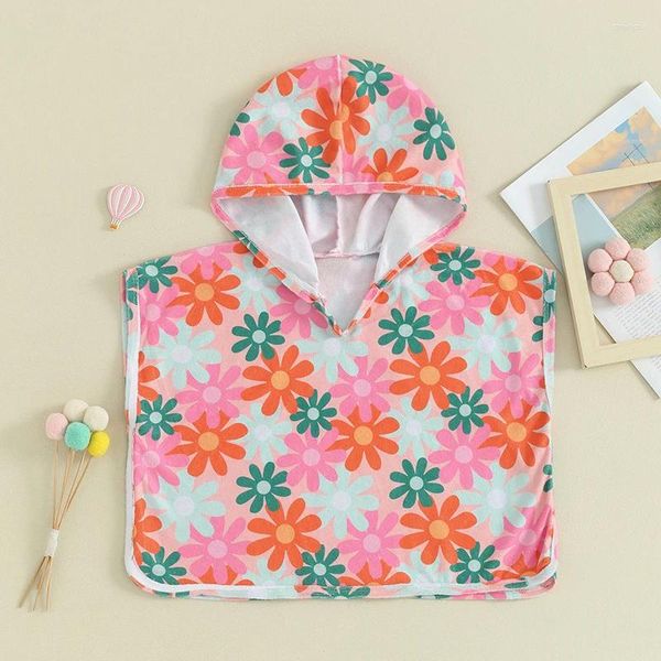 Conjuntos de roupas Bebê Meninas Swimsuit Cover Up Verão Floral Imprimir Hoodie Beach Rash Guards para Criança Banheira Terno
