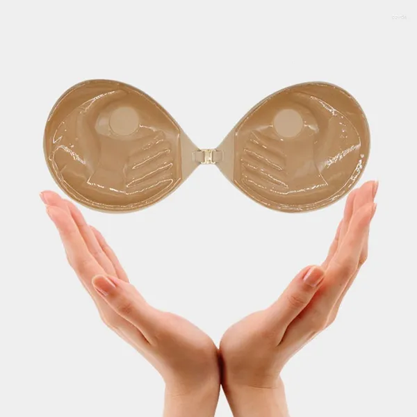 Bras Front Buckle Silicone Peito Adesivos para Mulheres Strapless Auto-adesivo Reunião Invisível Melhorar Sutiã Respirável