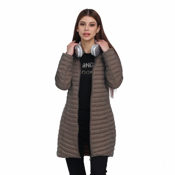 Santelon Donna Inverno Lg er Cappotto Cappuccio staccabile Cappotto leggero Cerniera invisibile Cappotto casual Capispalla portatile con borsa X50d #