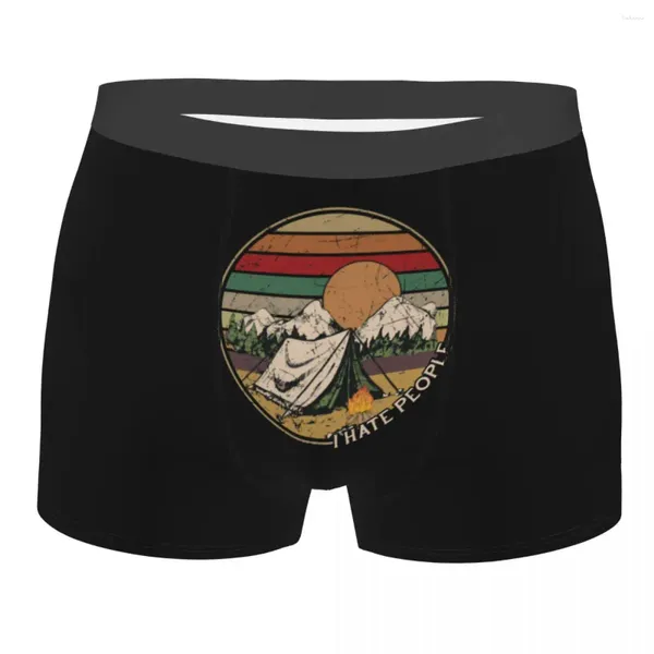 Unterhosen Love Camping I Hate People Vintage Herrenunterwäsche Wandern Boxershorts Höschen Neuheit Breathbale für Herren