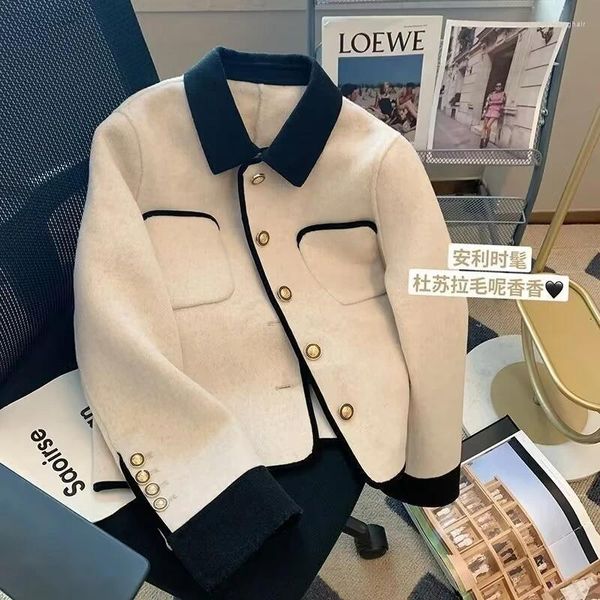 Ternos femininos pequeno casaco curto para mulher 2024 primavera/outono estilo de alta qualidade moda qualidade camisa turn-down colarinho superior blazer chique