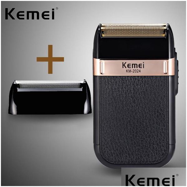 Машинка для стрижки волос Kemei Shaver Men039S, электрическая машинка для стрижки с двойным лезвием для влажной и сухой бороды, черная, с зарядкой от USB 5 Douqb7308942, Drop D Otgh6