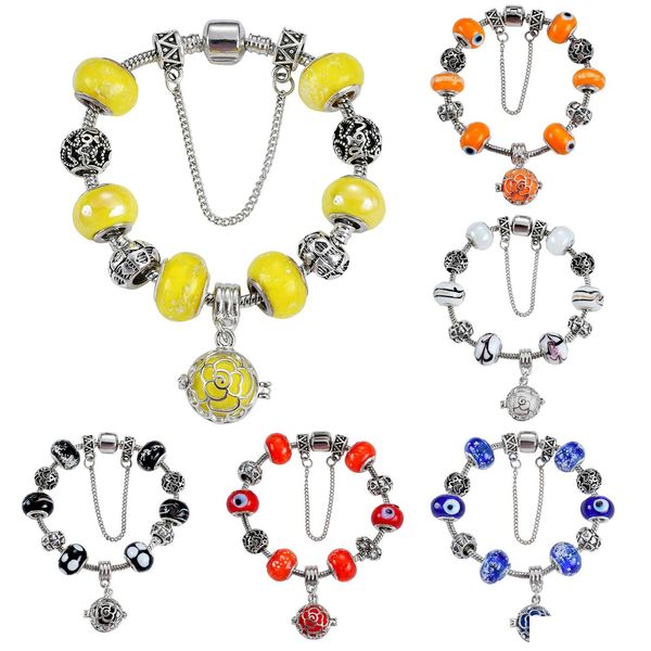 Frisado Antigo Sier Banhado Charme Pulseiras Europeia Big Hole Evil Eye Encantos Grânulos De Vidro Por Medalhão Dangle Para Gota Entrega Jóias Dhhby