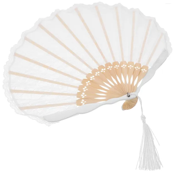 Figurine decorative Ventaglio pieghevole in pizzo vintage portatile Decorazione per feste di ballo Abbigliamento floreale Fan spagnoli Donne pieghevoli Miss