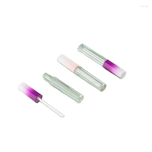 Garrafas de armazenamento 30pcs 50pcs 5ml Lip Gloss Vazio Recipiente Gradiente Rosa Roxo Tampa Transparente Seis Lados Maquiagem EmbalagemRecarregável Garrafa Lipgloss