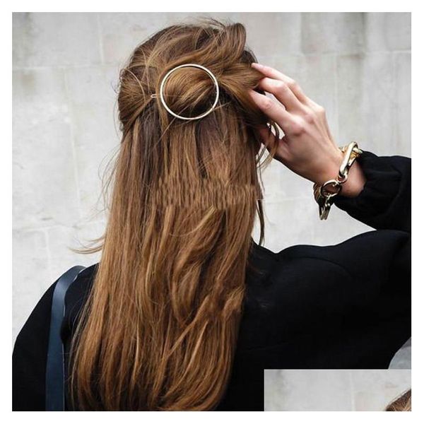 Haarspangen Haarspangen Big Simple Wind Koreanische Version der wilden geometrischen Kreis Haarnadel Wort Seitenordner Top Kopfschmuck Großhandel Drop Otca1
