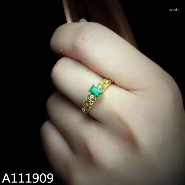 Clusterringe KJJEAXCMY Boutique Schmuck 925 Sterling Silber Eingelegter natürlicher Smaragd Weiblicher Ring Unterstützung Erkennung Schön