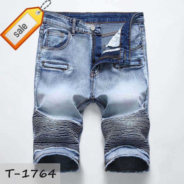 Herren Shorts Jean Denim Causual Fashional Distressed Skate Board Jogger Knöchel Ripped Wave Plissee