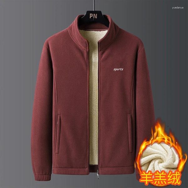 Giacche da uomo 2024 Casual collo mezzo alto solido giacca autunno inverno tasca con cerniera manica lunga cappotto coreano ispessito in peluche