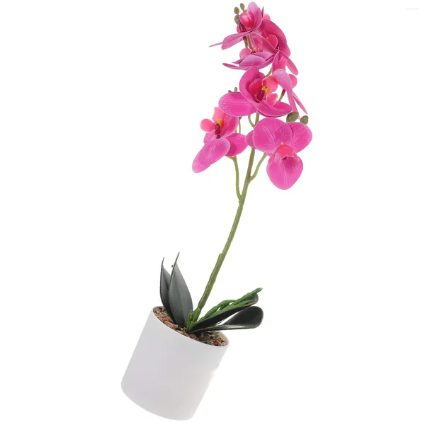 Flores decorativas flor artificial phalaenopsis planta falsa bonsai falso rosa simulação ornamentos emulado vasos de plantas falsas