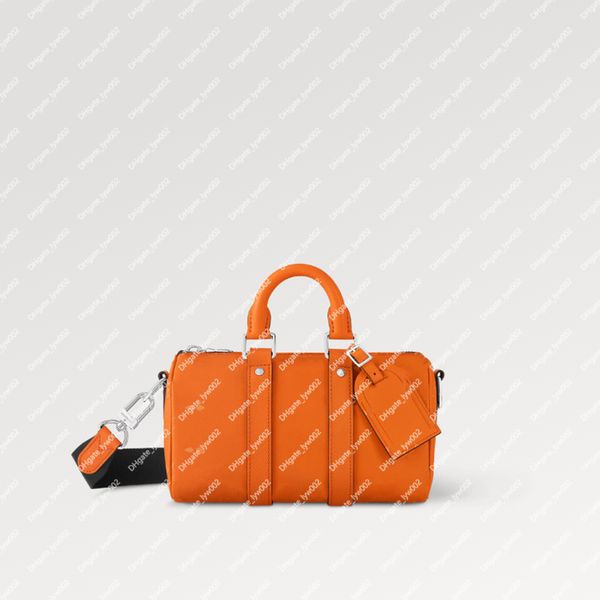 Explosão nova Keepall Bandoulier e 25 feminina M31044 Tangerina Fechamento com zíper Espaçoso compartimento principal crachá cor brilhante bolsa urbana bonita e prática