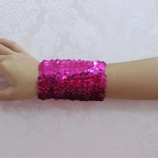 Braccialetti con ciondoli Bracciale con paillettes lucide Polsini scintillanti per donne Ragazze Elastici Cosplay Dance Party Props Bomboniere