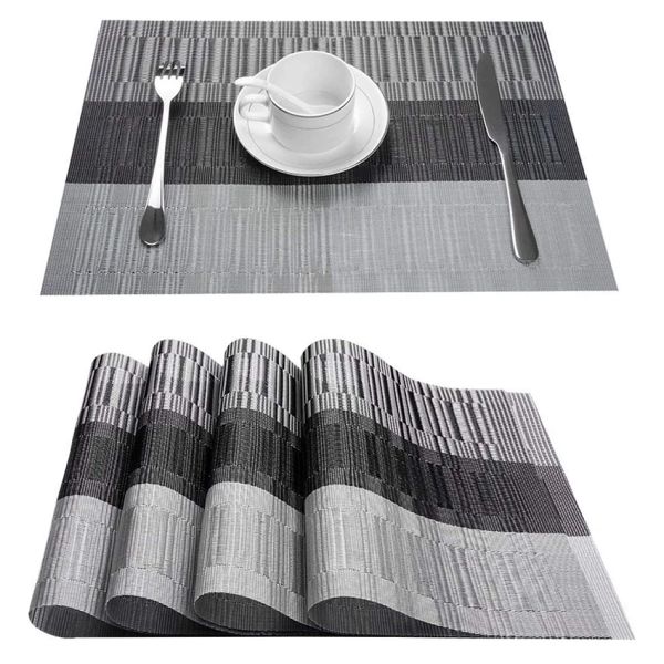 Lápides placemats para mesa de jantar pvc bambu padrão tapetes de mesa múltiplas cores antiderrapante resistente ao calor lavável fácil de limpar