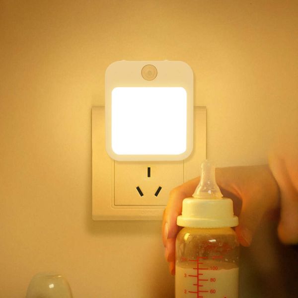 Novo sensor de movimento luzes led plugue da ue luz do armário regulável para cabeceira do bebê quarto corredor sem fio noite lâmpada iluminação
