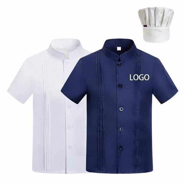 Giacca da cuoco da uomo Hotel Uniforme da cucina Ristorante Tute da cucina Set Coffee Shop Panificio Abiti da lavoro Camicia da cuoco estiva