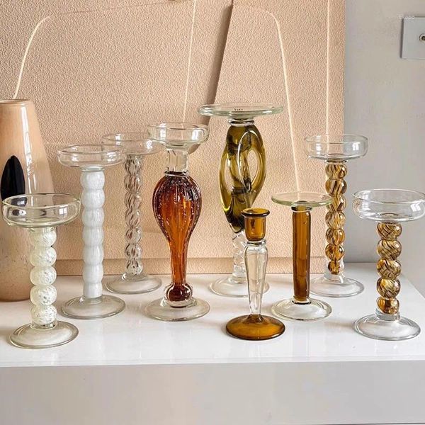 Castiçais vintage estilo nórdico velas apartamento alto design pedestal castiçal centro estético lustre bougeoir decorações