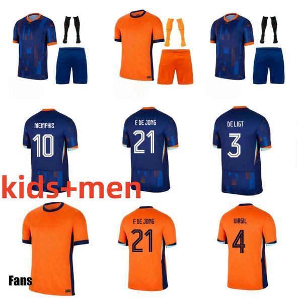 2024 Euro Cup Olanda Maglie di calcio MEMPHIS DE JONG VIRGIL DE LIGT GAKPO DUMFRIES BERGVIJN KLAASSEN Tifosi Giocatore Maglia da calcio Uomo Bambini Kit 24 25 Home Awa