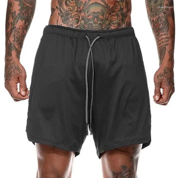 Abbigliamento da palestra europeo Sports Sports Summer Summer Pantaloni per telefoni cellulari a doppio strato Esercizio da jogging Shorts