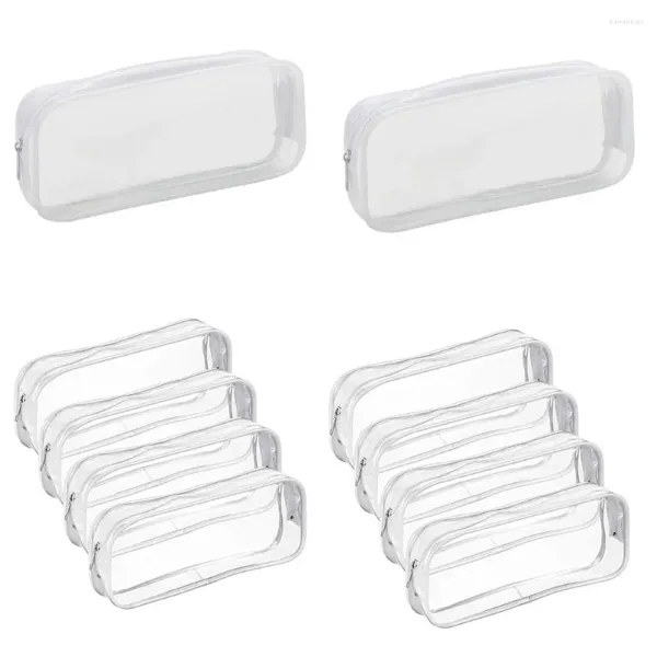 Borse portaoggetti 10 pezzi Buste bianche trasparenti con cerniera Astuccio portatile in PVC Borsa per trucco trasparente da ufficio