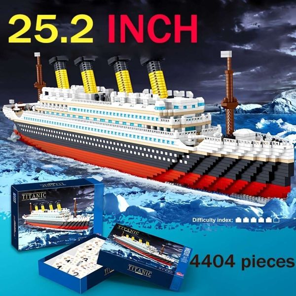 4404 unidades / conjunto Navio de cruzeiro super grande, conjunto de blocos de construção de modelo de navio de 25,2 