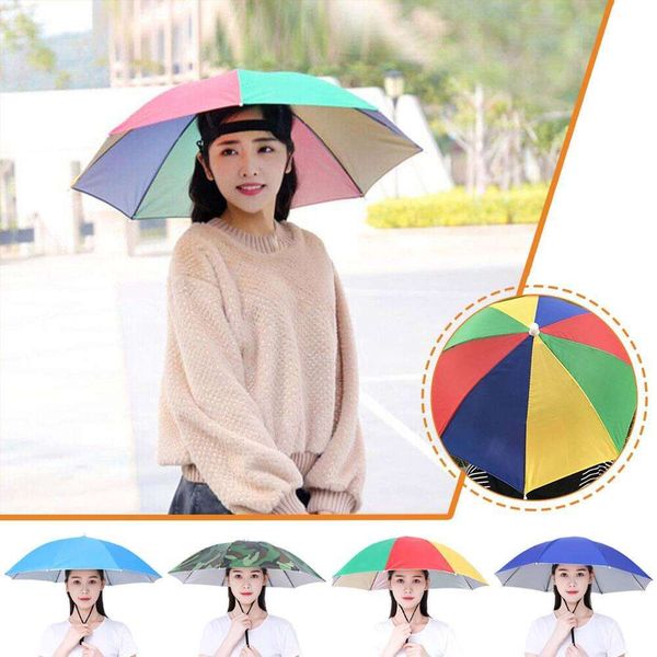 Neue Regenschirm Hut Für Outdoor Angeln Sonnenschutz Neuheit Headwear Kappe Multi Farbe Tragbare Faltbare Einstellbare Fisch H S8q3