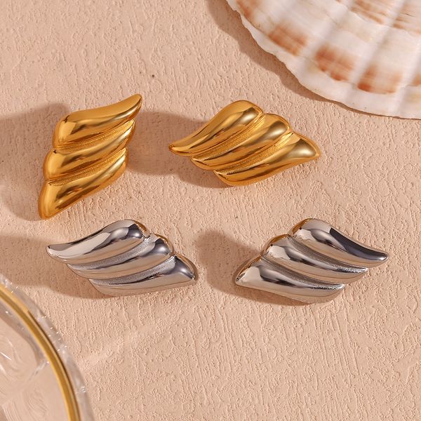 Brincos delicados com design de asas banhados a ouro Boucles D'oreilles Suprimentos para fabricação de joias em aço inoxidável