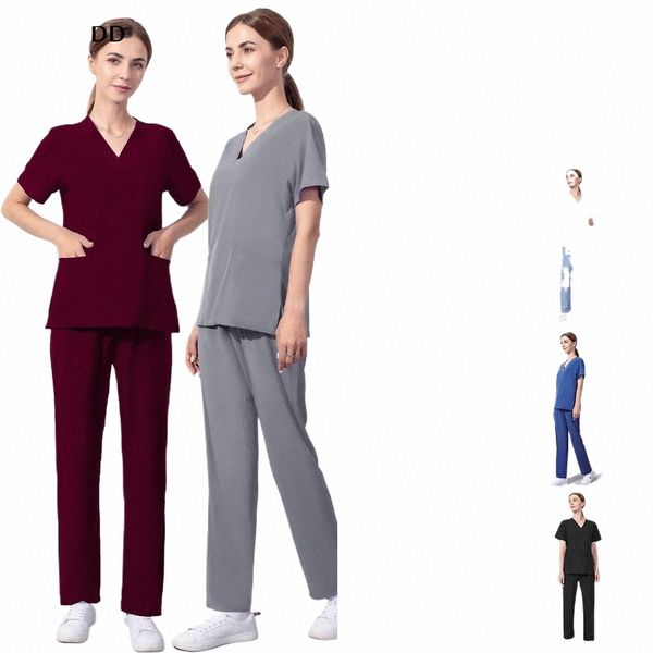 Pet Shop Chirurgische Uniform Pet Grooming Weiche Bequeme Arbeitskleidung Medizinische Krankenschwester Uniformen Frauen Scrubs Sets Dünne und leichte Kleidung w0Xu #