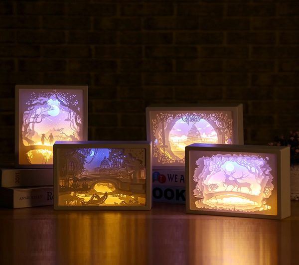 3d noite lâmpada luz sombra papel esculpido luzes diy criativo pequena noite luz luminaria lâmpadas lampe decorativa8293501