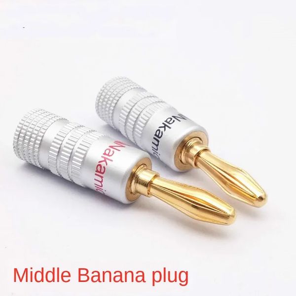 Nakamichi plugue banana banhado a ouro de cobre fino sem soldagem 4 mm plugue banana plugue de cabo de alto-falante