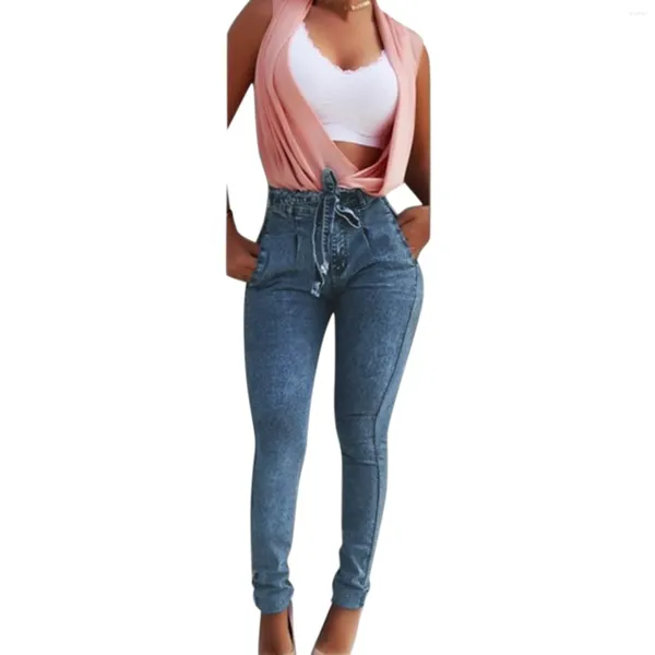 Jeans femininos rendas calças jeans casual cintura alta magro estiramento calças sexy streetwear longo fitness