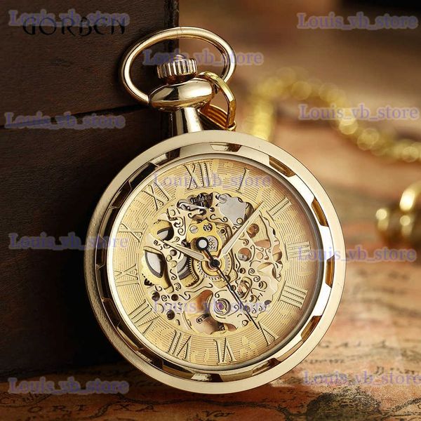 Andere Uhren Luxus Antike Skeleton Mechanische Tasche Männer Steampunk Mechanische Fob es Uhr Anhänger Handaufzug Relogio De Bolso T240329