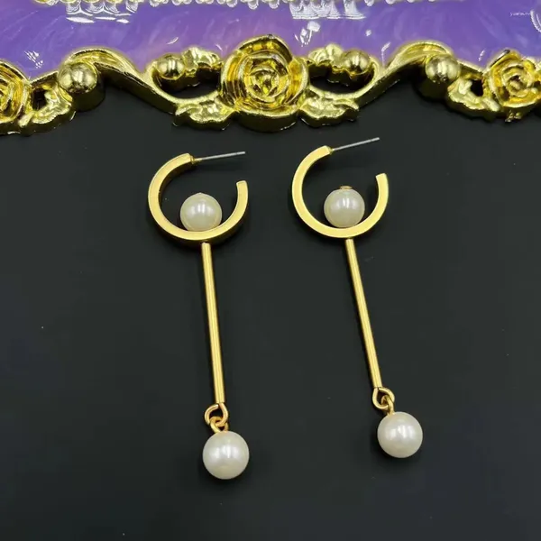 Brincos pendurados jóias vintage para mulheres vidro geométrico pérola cobre banhado a ouro menina brinco festa mostrar lindo luxo elegante