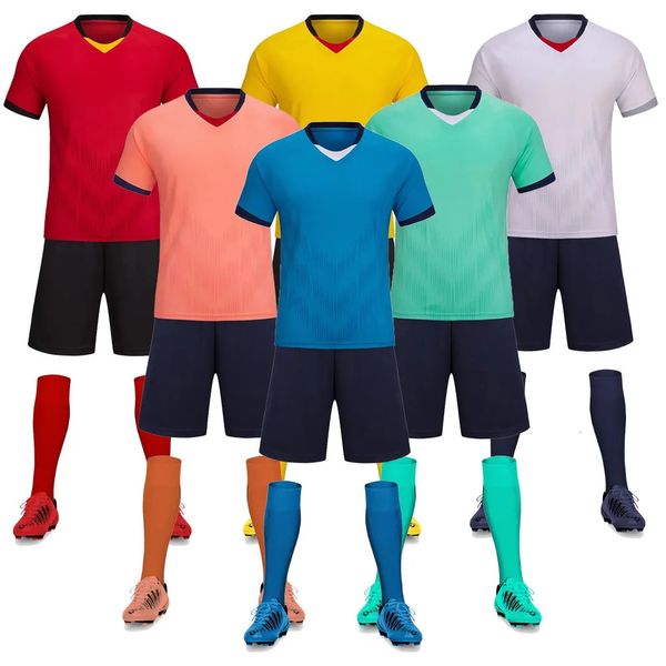 Uniformes de futebol personalizados roupas de treinamento de futebol adultos e crianças roupas dos meninos dos homens conjuntos de manga curta impressão 240318