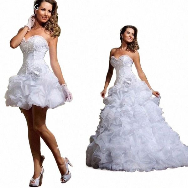 Abnehmbarer 2-teiliger Hochzeitskleid, abnehmbarer Rock, 2-in-1-Hochzeitskleider, Schatz, Schnürung hinten, Luxus-Brautkleid b7PI #