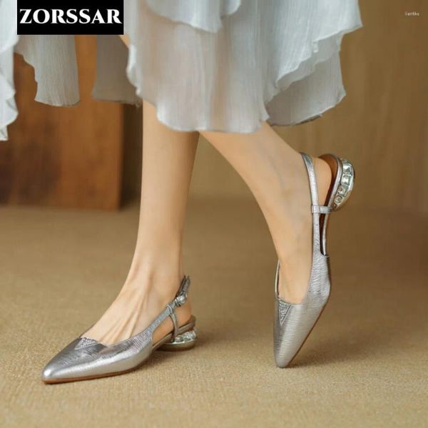 Scarpe casual 2024 Sandali tacco alto estivi Street Style Punta bassa a punta Moda sexy Slingback da donna Designer donna