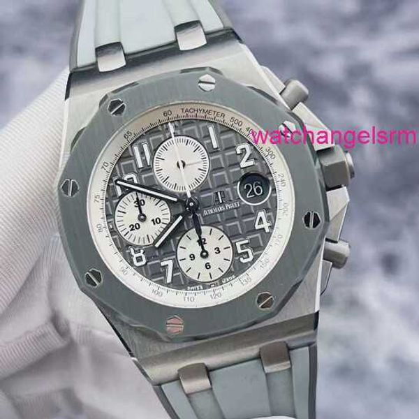 Swiss AP Armbanduhr Royal Oak Offshore Series 26470IO Herrenuhr, grauer Keramikring, Titan-Metall, Kalenderzeit, 42 mm, automatische mechanische Uhr