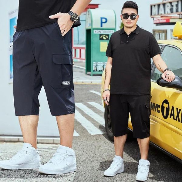 Pantaloncini da uomo sottili Pantaloni corti ad asciugatura rapida ad asciugatura rapida 8XL 7XL 6XL Big Cargo a vita alta Estate Nero Grigio Allungato Taglie forti Sport