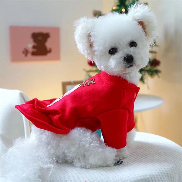 Abbigliamento per cani Inverno Buon Natale Abito per animali domestici Gonna calda e durevole per piccoli vestiti per cuccioli di moda Forniture per feste in famiglia