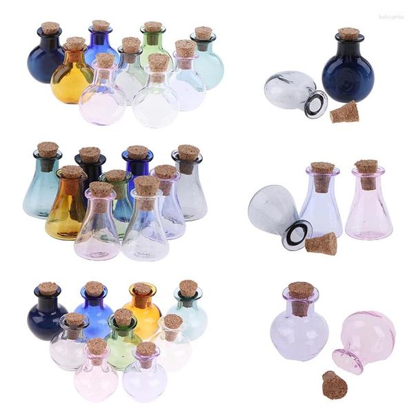 Estatuetas decorativas 2 pçs 1:12 casa de bonecas mini garrafas de vidro cor com cortiça em miniatura frascos frascos desejando modelo de garrafa fingir jogar brinquedo