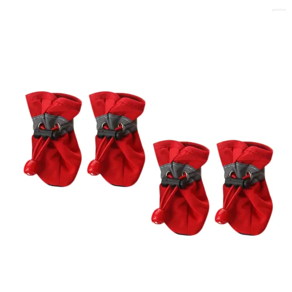 Vestuário para cães 4pcs sapatos impermeáveis práticos para animais de estimação chuva para (vermelho 2)