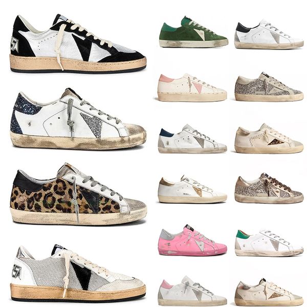 2024 Sapatilhas Douradas Mulheres Mens Casual Designer Sapatos Verde Rosa Branco Sparkle Rosa Prata Gelo Azul Preto Sapato Bola Todos Satr Super Star Sport Trainers Chaussures