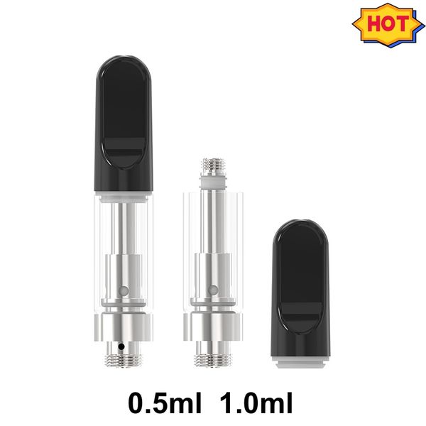 Carrelli Vape personalizzati da 510 fili 0,5 ml 1 ml per cartucce Vape a olio denso Atomizzatori Punte a vite piatte vuote senza piombo 510 Atomizzatore Preriempito Carrelli J eeter Imballaggio in schiuma