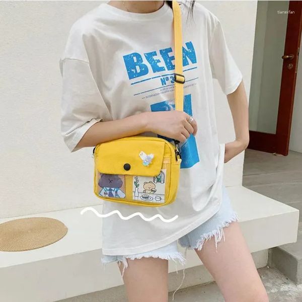 Дизайнер Mini Exta большой 202410a сумки для плеч Canvas Студент поперечный куд для женщин 2024 Японский мультипликационный принт маленькая сумка милая мода Kawaii Messenger Телефон
